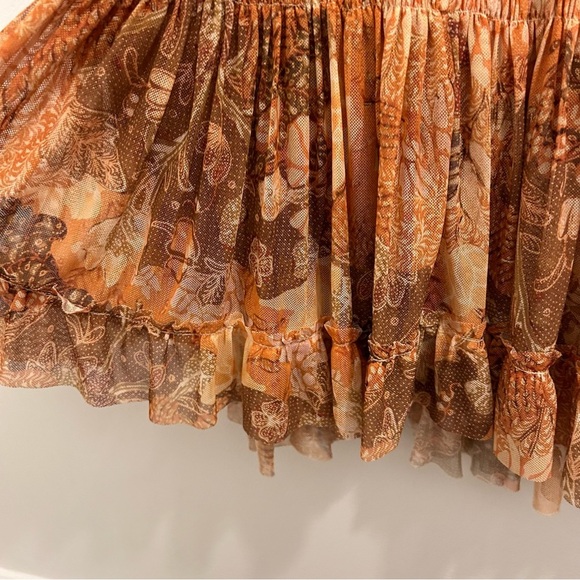 NWT Misa Marion Skirt Small Golden Batik Mesh Ruffles - Picture 5 of 14